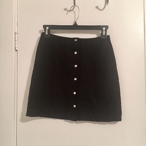 Forever 21 black suede button up A-line mini skirt